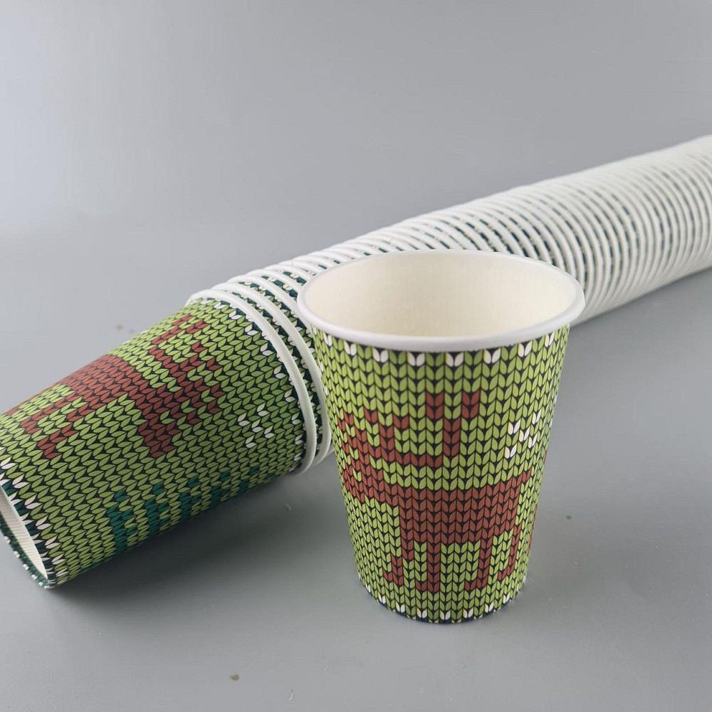 Стаканчики для кофе 250 мл НГ "ОЛЕНЬ НА ЗЕЛЕНОМ" Маэстро h9 (50 шт) Харьков - изображение 1