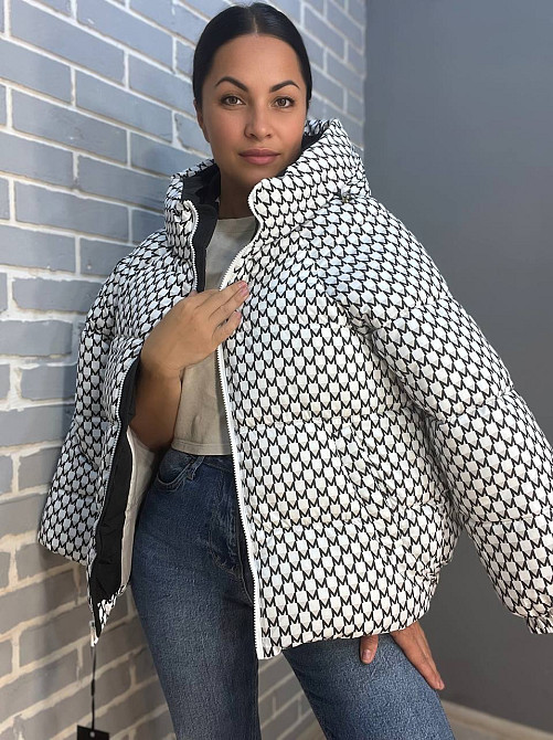 Куртка жіноча Lady Yep 9005 пуффер оверсайз принт літера М біла, білий, 44 Київ - фото 15