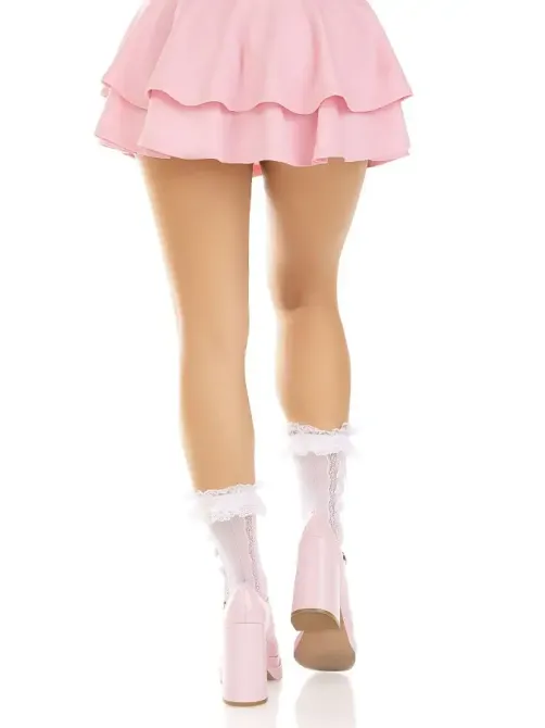 Шкарпетки ажурні з рюшами Leg Avenue Mini Bow Lace Anklet White Львов - изображение 7