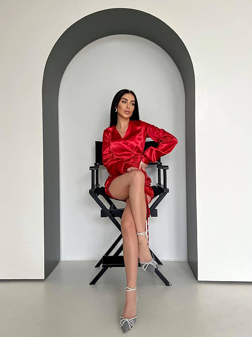 Жіноча романтична мініплаття костюмний атлас Червоний, 44/46 Одеса - фото 3