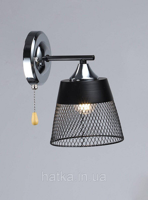 Бра настінне 1-плафонне VALESO K2324/1W Метал E27 Чорний + Хром Київ - фото 1