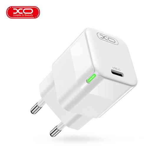 Мережевий зарядний пристрій XO CE06 PD 30W GaN + Lightning кабель білий Львів