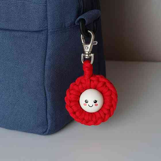 Набір макраме для творчості та ручного в'язання брелока для ключів або аксесуарів 10х5см, червоний Кам'янець-Подільський