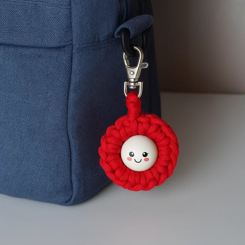 Набор макраме для творчества и ручного вязания брелока для ключей или аксессуаров 10х5см,красный Каменец-Подольский - изображение 3