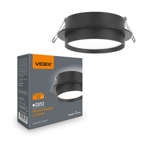 LED Світильник врізний круглий під лампу GX53 чорний VL-SPF33R-B Videx Житомир