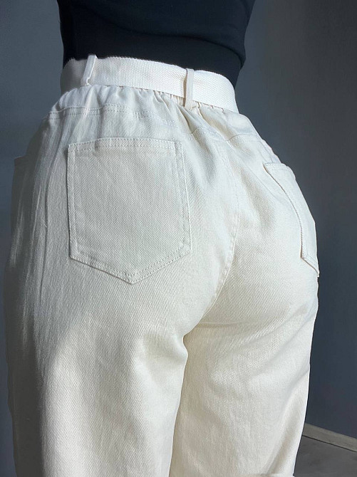 Джинси жіночі A-N 25072 MOM банани талія на резинці з ременем молочні, молочний, M, M, 77 см, 105 см Київ - фото 12