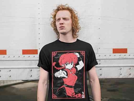 Футболка для мальчика аниме Ранма Нибун Но Ікхи оверсайз (рост от 165 до 180 ) Черний AnimeJ1183m Днепр