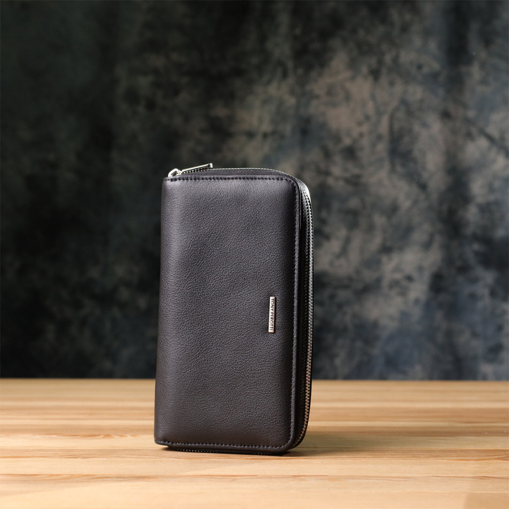 Жіночий гаманець на одне відділення із зернистої натуральної шкіри Tony Perotti 20863_1 (3622 nero) Чорний Київ - фото 3