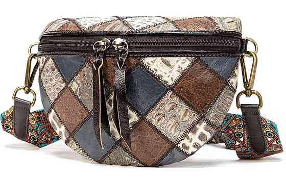 Жіноча поясна шкіряна сумка Різнокольорова (Vintage) Київ