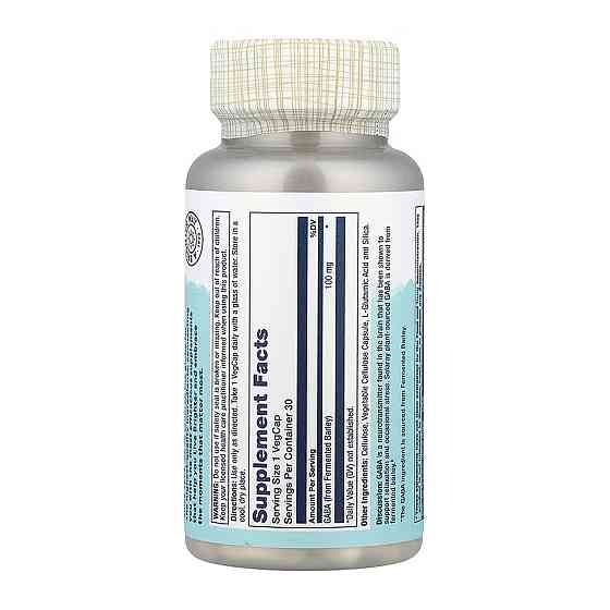 Гамма-аминомасляная кислота ГАМК (Габа) Solaray GABA 100mg 30 капс Киев