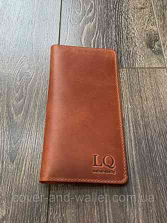 Коричневый кошелек купюрник ручной роботы из натуральной кожи LQ Leather Киев