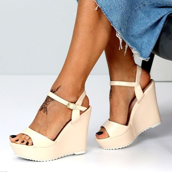 Жіночі Сандалі Босоніжки на Танкетці Платформа Бежеві Літні (розміри: 36,37,38,39,40) — 33 Дніпро - фото 10