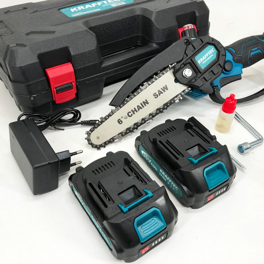 Пила електрична для заготівлі дров Krafftec 15 см, Пилка на батарейках для обрізки гілок JA-52 Львів - фото 4