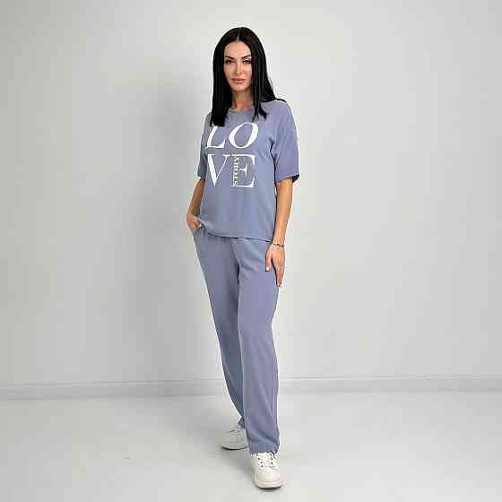 Літній костюм з широкими штанами "Love story" оптом | Распродажа модели Київ