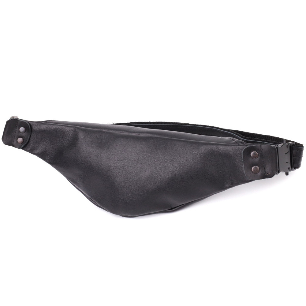 Сумка бананка для мужчин из гладкой натуральной кожи Shvigel 23134 Черный Киев - изображение 2