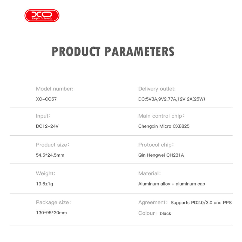 Автомобільний зарядний пристрій XO CC57 PD25W Smart Metal Single C Port+ Lightning кабель чорний Львів - фото 8