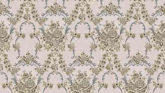 Шпалери метрові вінілові на флізеліні Sintra Classic класика квіти троянди завитки структурні жовті срібло на бежевому 445631 Київ
