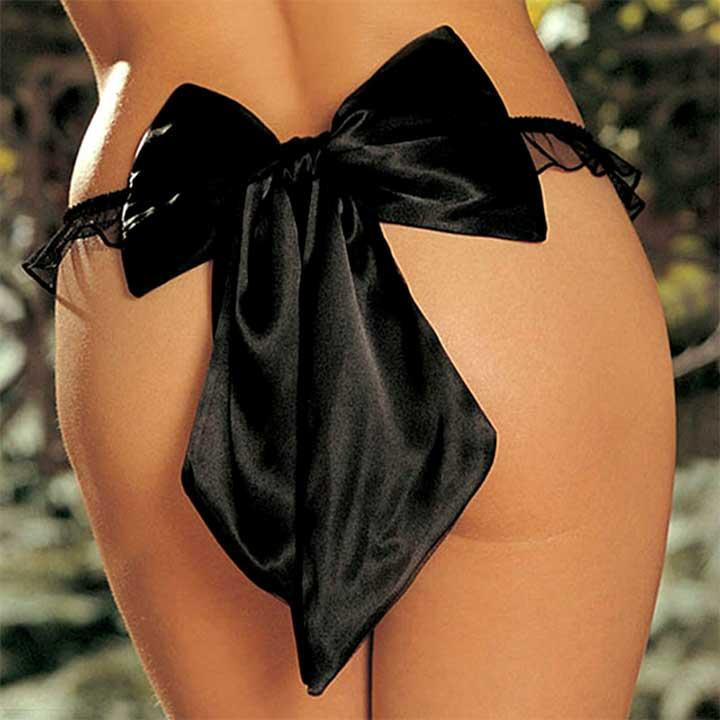 Сексуальні трусики з бантом - Чорний - S/M - Еротична білизна Вінниця - фото 1