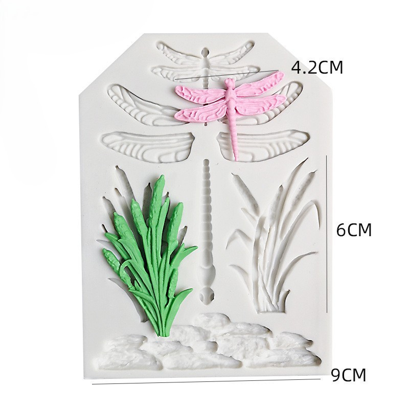 Молд силиконовый Стрекоза и камыши 100 на 136 мм серый Киев - изображение 3