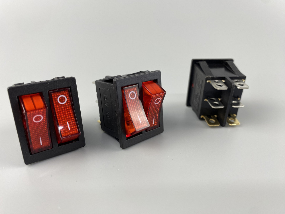 Перемикач червоний дві клавіші, ON-OFF, з LED-підсвіткою 12 V, 21.5 ммх26 мм, 6 ніжки Мукачево - фото 9