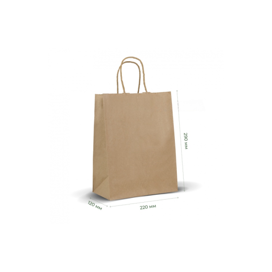 Пакет прямоугольное дно, крафт бурый, 220х120х290, 70г/м2, с ручкой (50шт) Павлоград