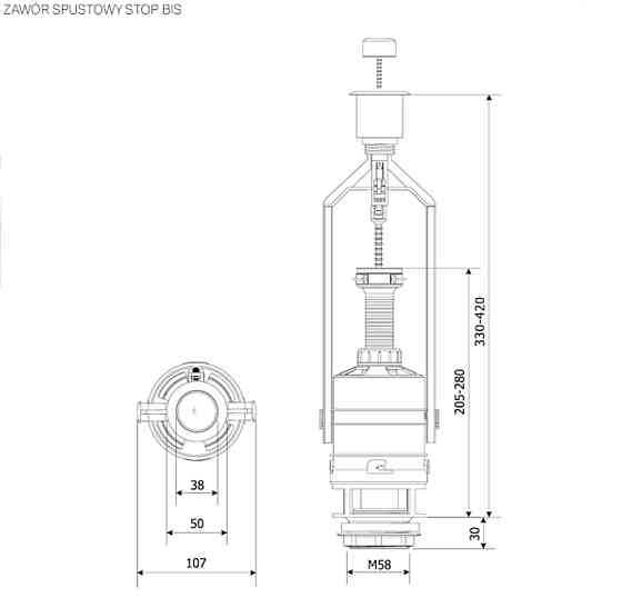 Зливний клапан K.K.POL Stop BIS(350/ZSS/211-00-T1) Киев
