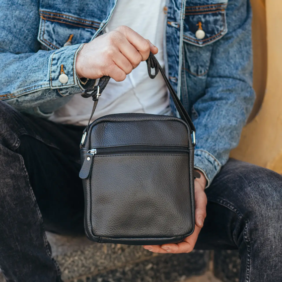 Чоловіча сумка-барсетка через плече Tiding Bag чорна Київ