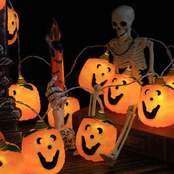 Гирлянда Хэллоуин Тыквы смайлики 150 см 10 led 55 на 50 мм оранжевый Киев