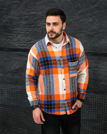 Сорочка чоловіча байка Синьо-жовтогарячій S Харків