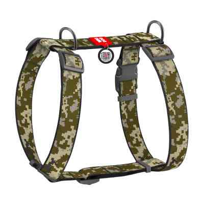 Шлей для собак WAUDOG Nylon анатомическая H-образная с QR-паспортом "Милитари" пластиковый фастекс XL (323-4026) Винница