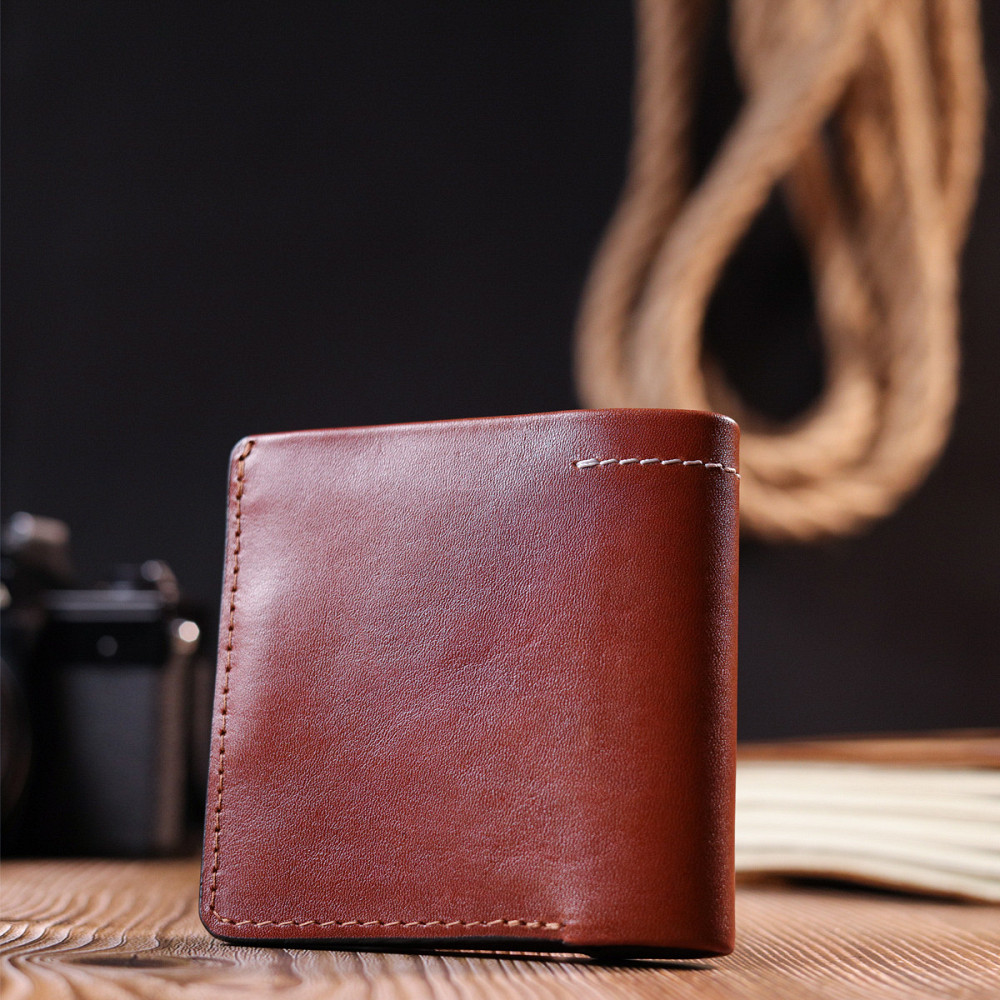 Превосходный кожаный мужской кошелек Grande Pelle 11425 Коричневый Киев - изображение 10