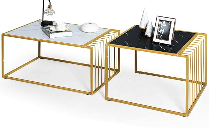 Комплект журнальних столів Costway Scorpion зі штучного мармуру Київ - фото 6