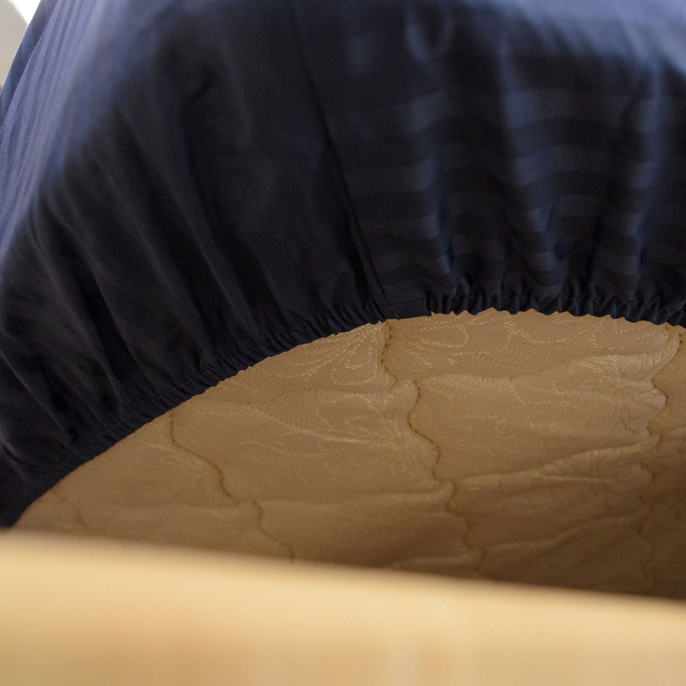 Простирадло на резинці півтораспальне страйп-сатин 100% бавовна 140х200х30см 125г/м2 (Темно-синій) Суми - фото 4