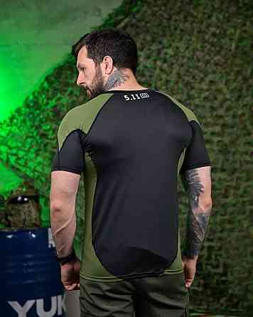 Тактична футболка 5.11 black/oliva ПП7650 Київ