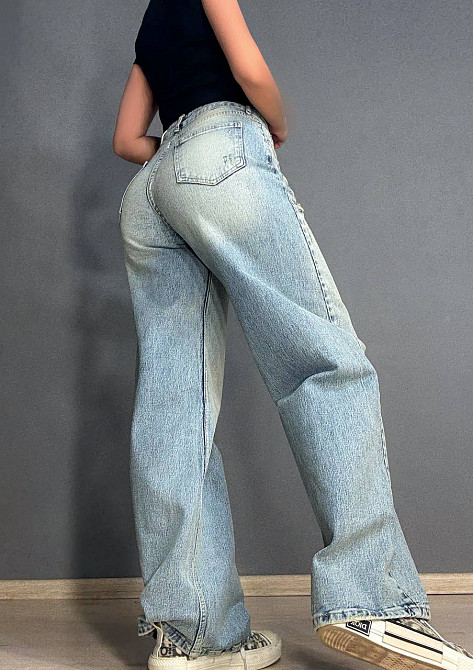 Джинси жіночі I8 51777 широкі скейтер baggy з потертостями блакитні , блакитний, 30, 30, 81 см, 114 см Київ - фото 9