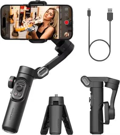 Стедикам AOCHUAN Smart X Pro: Трехосевой Bluetooth стабилизатор для смартфона, OLED-дисплей, беспроводная зарядка, Grey Киев