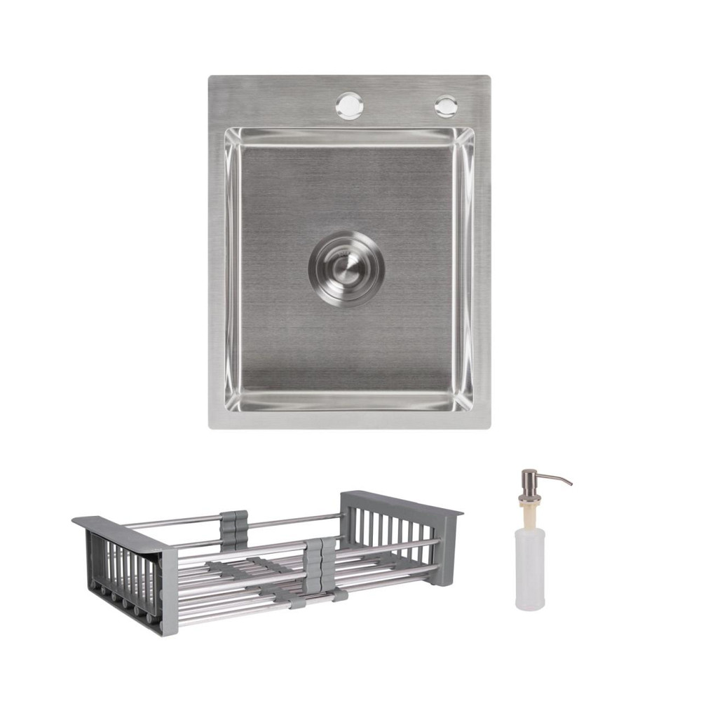 Комплект Lidz Handmade H4050 Мийка для кухні інтегрована Brushed у комплекті з дозатором + Lidz K01G Кошик для кухонної Київ - фото 1