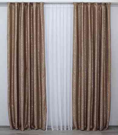 Комплект готовых штор VR-Textil Лен Саванна № 634ш Темно-бежевый 100х270 см 2 шт (31-076) Киев
