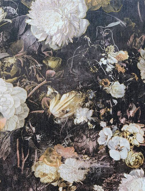 Обои виниловые на флизелине AS creation The Bos 0.53х10 цветы пионы розы астры желтые розовые на черном Киев - изображение 4