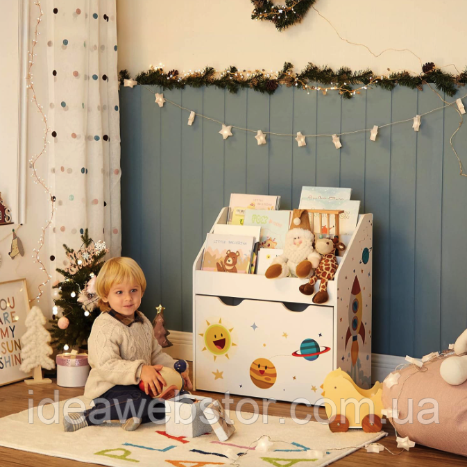 Шкаф органайзер для игрушек Lovely белый детский стеллаж с полками и секциями для хранения игрушек книг одежды и вещей Киев - изображение 13