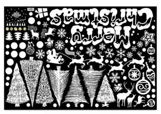 Наклейки на вікна з новим роком 90 на 60 см білий Київ