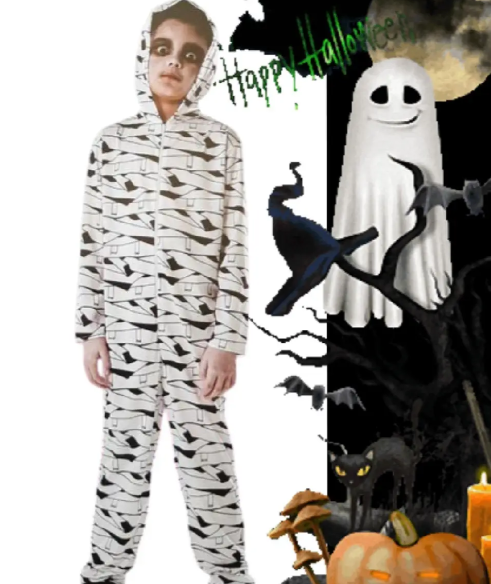 Костюм на Хеловін для хлопчика Мумія S 110-122 см біло-чорний Київ - фото 1