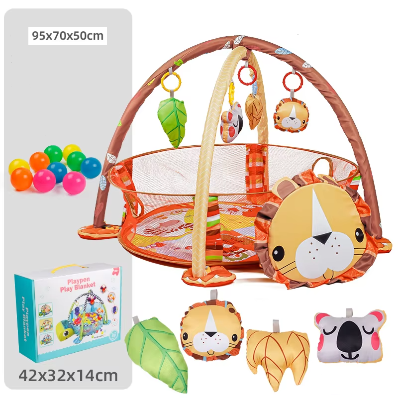 Детский коврик-манеж с дугами, игрушками и шариками, яркий развивающий коврик, модель Лев Каменец-Подольский - изображение 4