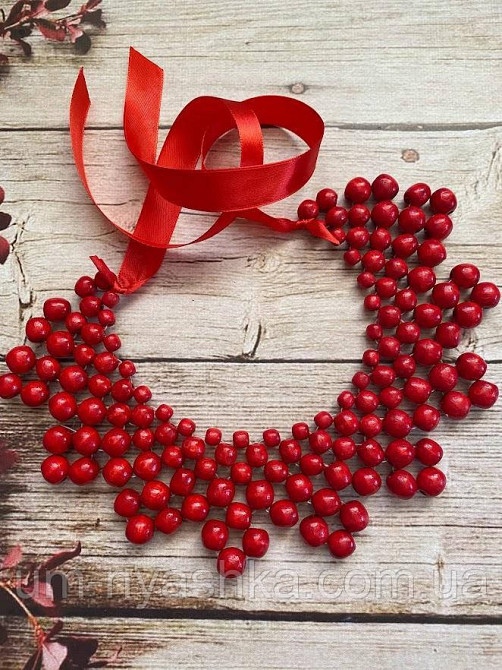 Бусы деревянные красные колье Кривой Рог - изображение 1