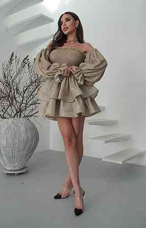 Женское романтическое праздничное платье, ткань: люрекс диско Бежевий, 42 Одесса