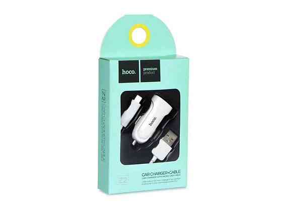 Автомобільний зарядний пристрій microUSB Hoco Z2 1.5А біле # ТМ HOCO Solmir Київ