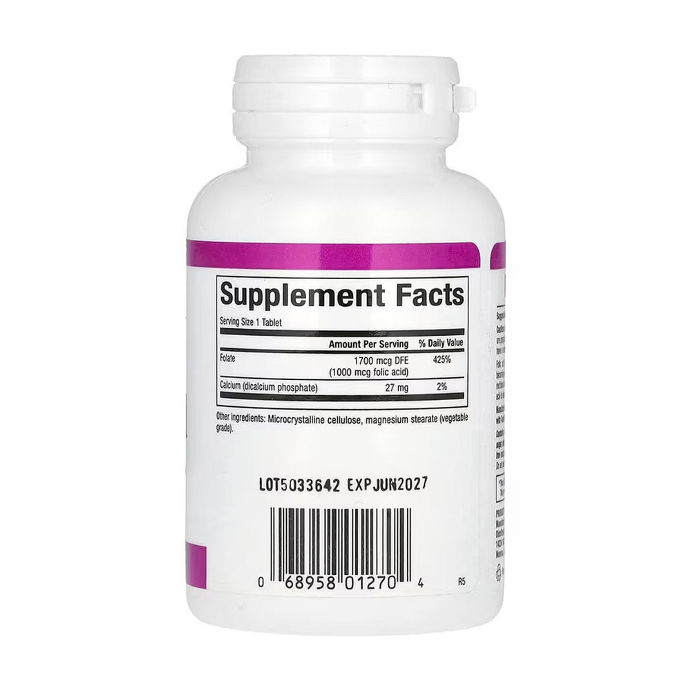 Фолієва кислота для шкіри Natural Factors Folic Acid 1mg 90 табл Вітамін b9 Київ - фото 2
