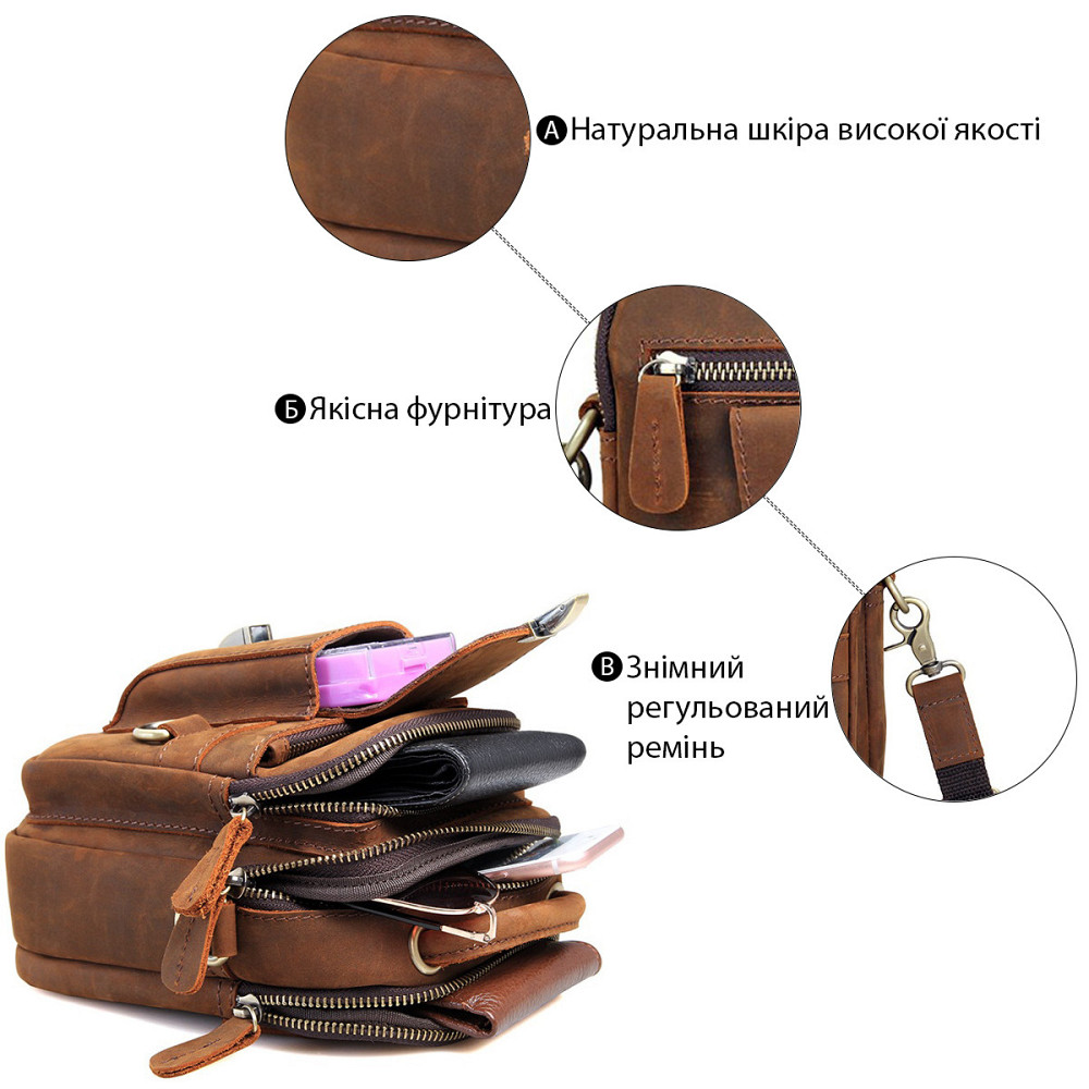 Сумка чоловіча в вінтажному стилі Коричнева (Vintage) Київ - фото 7