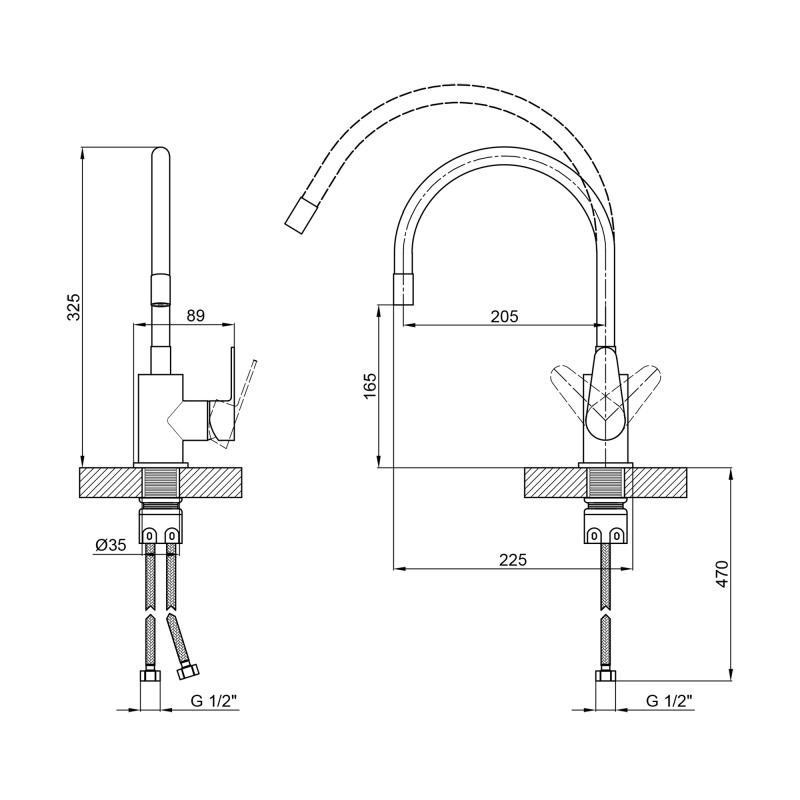 Смеситель для кухни Lidz Vida 04R-WFS U-образный гибкий White (k35) белый Киев - изображение 2