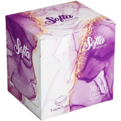 Салфетки косметические Chisto Softa Violet 3 слоя 70 шт. (4823098414407) Винница - изображение 1
